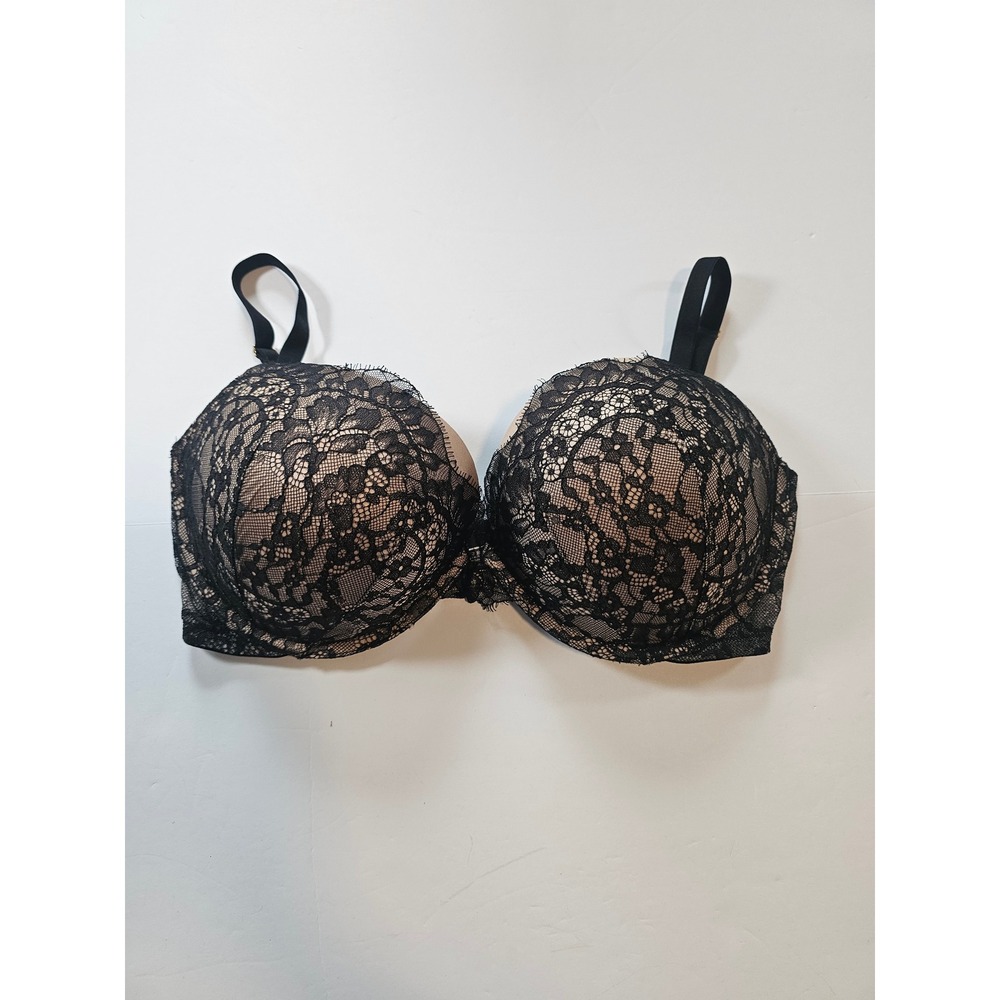 Victoria's Secret Push-Up Bra Women 36DDD Black Lace Underwire Lingerie